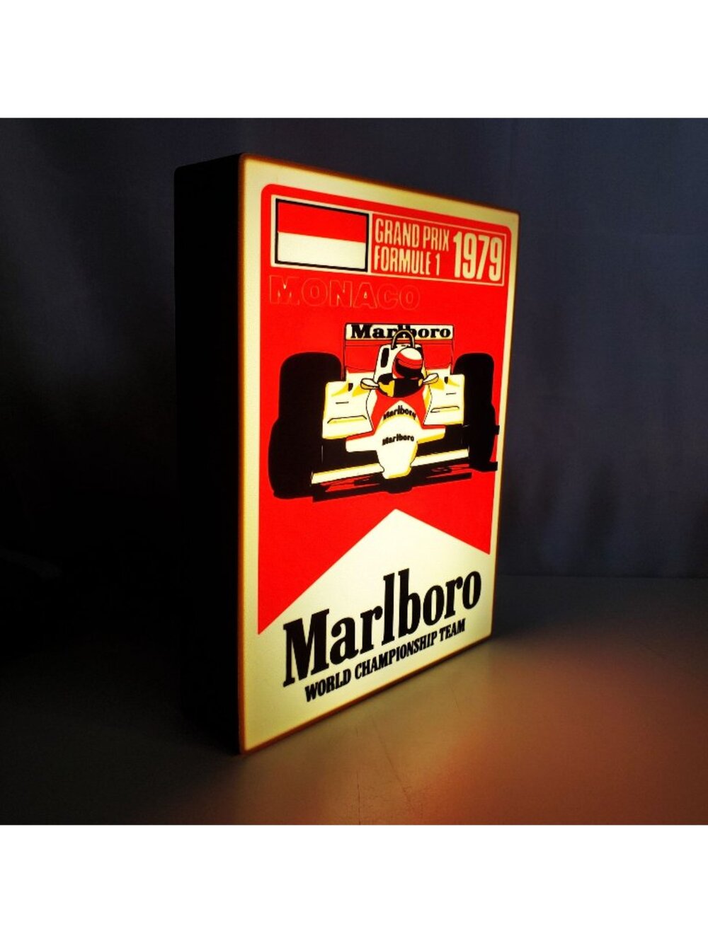 1979 Monaco Grand Prix F1 Racing Light Box – Custom Retro Illuminated Wall Art